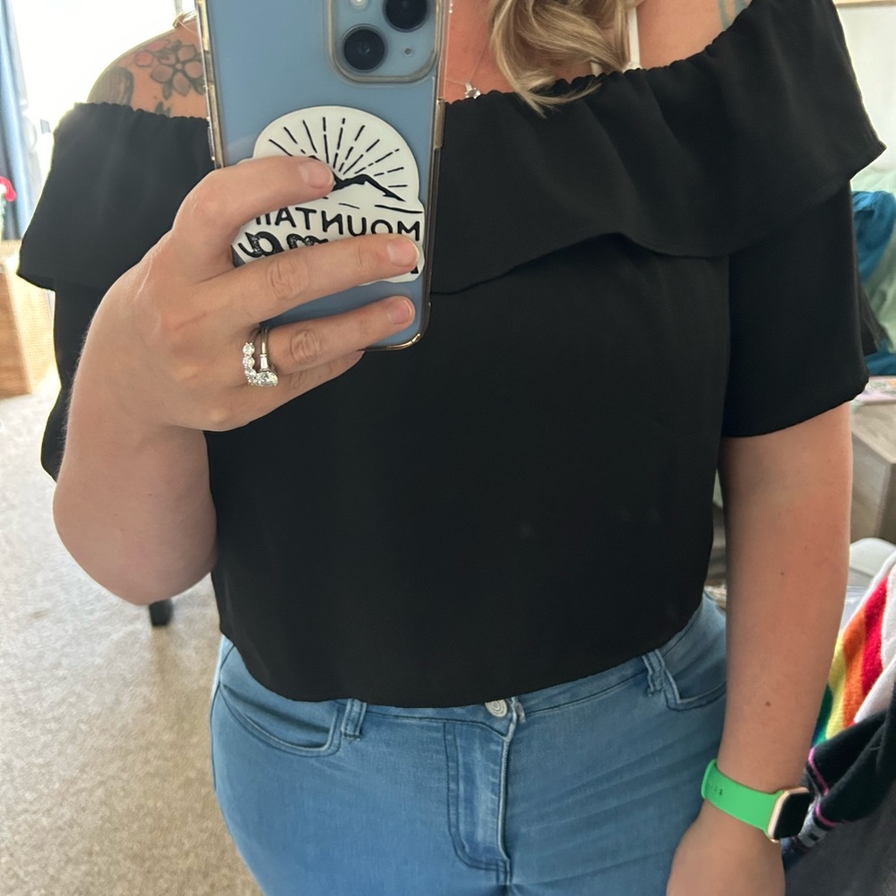 EXPRESS cropped off the shoulder top